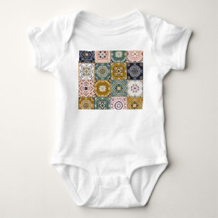 Body Para Bebé Indio de Talavera: Patchwork, mosaico étnico.