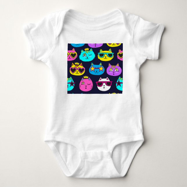 Body Para Bebé Insígnia de gato, textil de arte pop (Anverso)