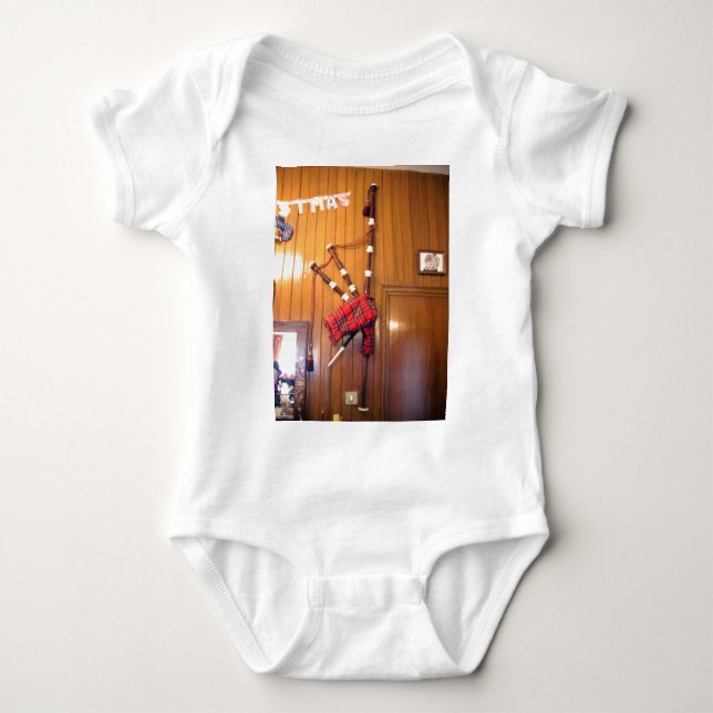 Body Para Bebé Instrumento musical escocés Bagpipe Tartan Plaid (Anverso)