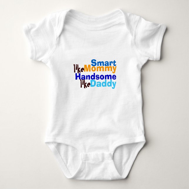 Body Para Bebé Inteligente como mamá apuesto como papi camiseta (Anverso)