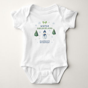 Body Para Bebé Invierno Onederland Muñeco de Nieve Cumpleaños 1