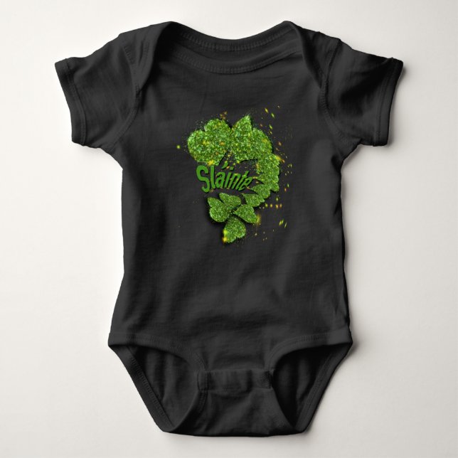 Body Para Bebé Irlandeses diciendo Shamrock y corazones brillante (Anverso)