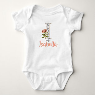 Body Para Bebé Isabella Nombre Revelar Letra floral Chica Whimsic