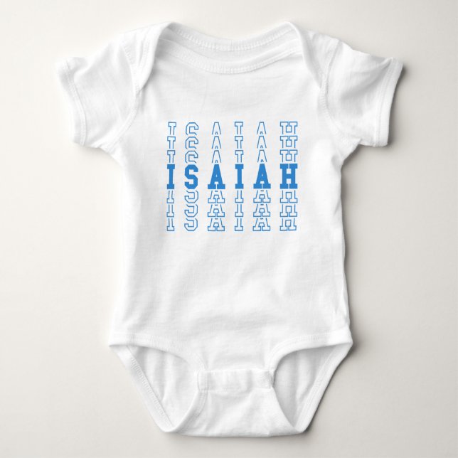 Body Para Bebé Isaiah Blue Personalizado Repeat Name (Anverso)