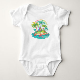 Body Para Bebé Isla Tropical con Palmeras y Arcoíris