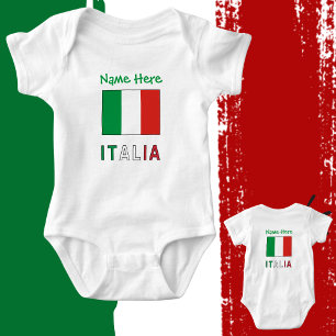 Body Para Bebé Italia y Bandera Italiana Personalización Verde