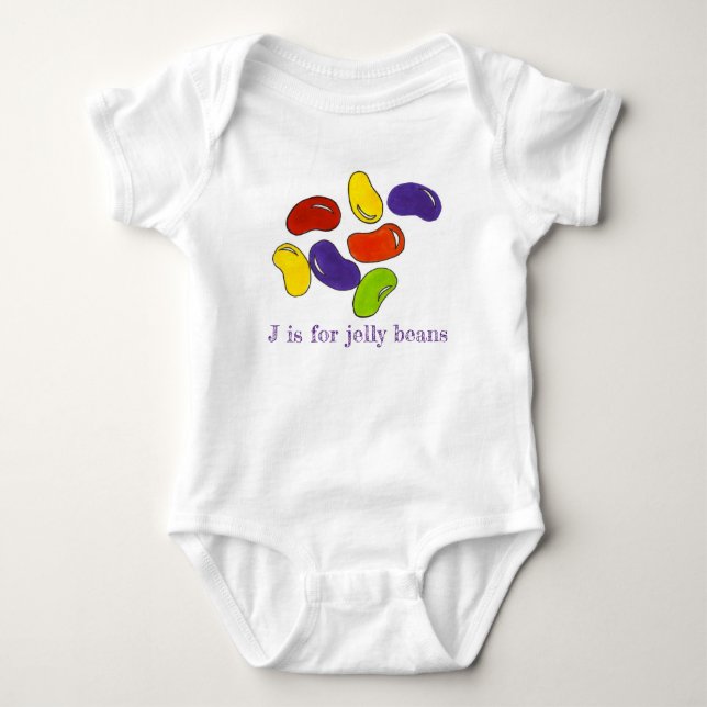 Body Para Bebé J es para Jelly Beans Candy Rainbow Alphabet Sweet (Anverso)