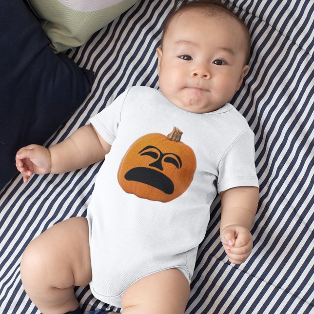 Body Para Bebé Jack o' Lantern Cara infeliz, calabaza de Hallowee (Jack o' Lantern Unhappy Face, Halloween Pumpkin Baby Bodysuit)