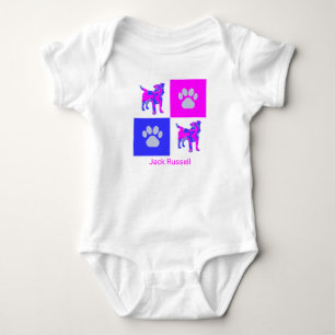 Body Para Bebé Jack Russell Dog & Paw Pink and Blue Baby Bodysuit