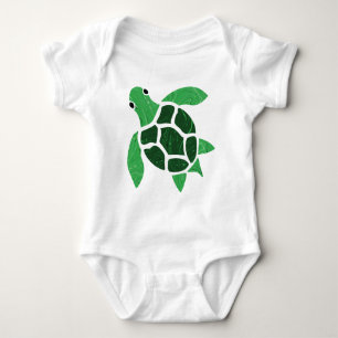 Body Para Bebé Jade Green Sea Turtle Marble Mosaic Art