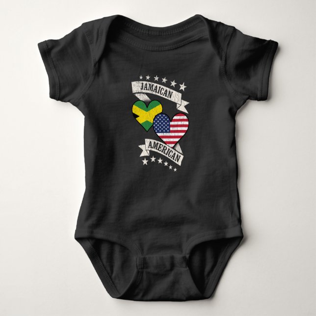 Body Para Bebé Jamaica American Heart Flags Jamaica America (Anverso)