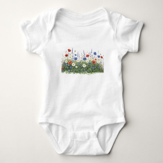 Body Para Bebé Jardín botánico de flores de pradera silvestre (Anverso)
