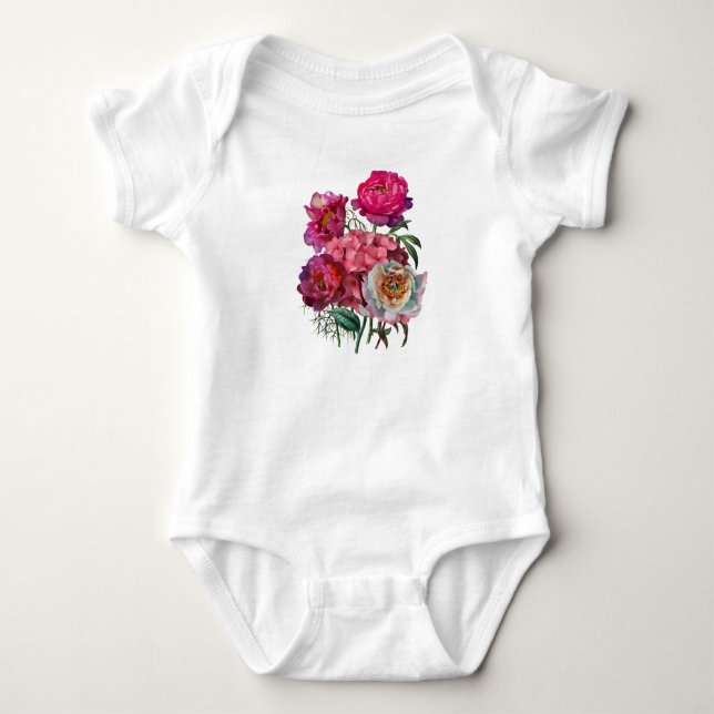 Body Para Bebé Jardín de flores románticas (Anverso)