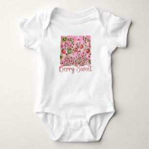 Body Para Bebé Jardín de Fresas Dulces Floral Acuarela