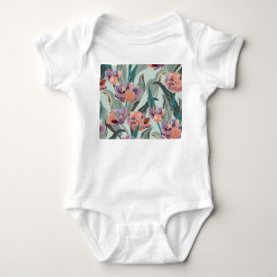 Body Para Bebé Jardín de los Tulipanes: Flores grandes vintage