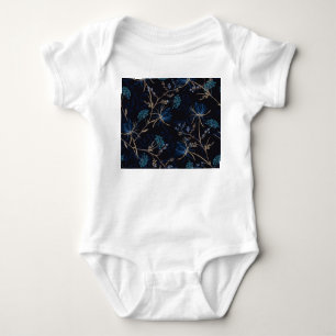 Body Para Bebé Jardín oscuro: Floral azul monotónica