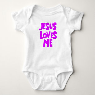 Body Para Bebé "Jesús me ama" dulce y simple morado