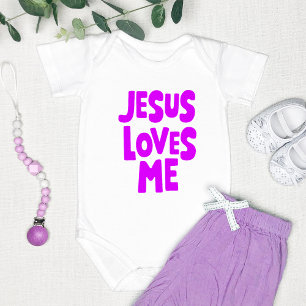 Body Para Bebé "Jesús me ama" dulce y simple morado