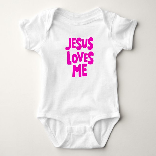 Body Para Bebé "Jesús me ama" dulce y simple rosado (Anverso)