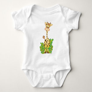 Body Para Bebé Jirafa adorable con la camiseta de las hojas