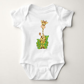 Body Para Bebé Jirafa adorable con la camiseta de las hojas