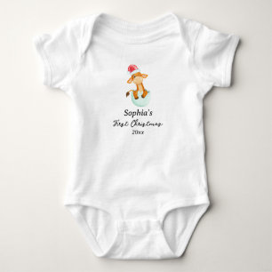 Body Para Bebé Jirafa de la primera Navidad del bebé con nombre p