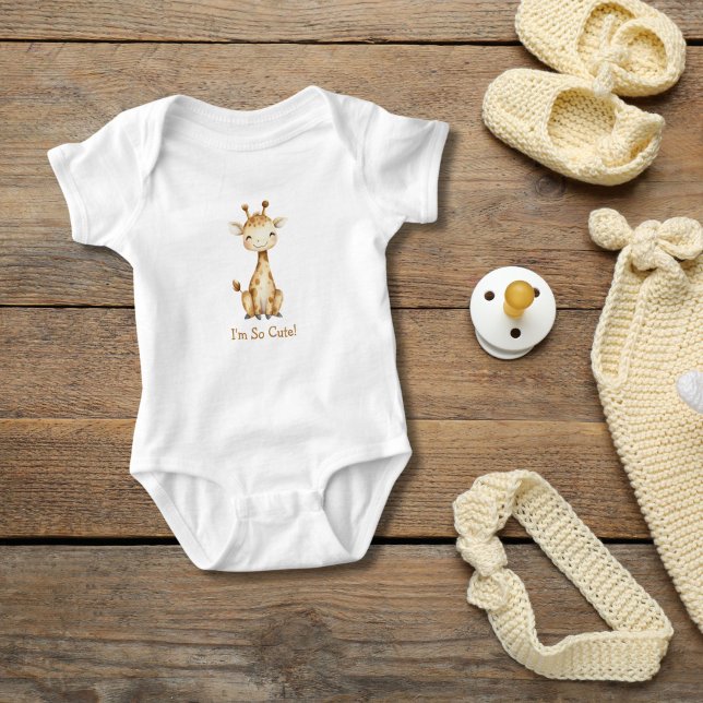 Body Para Bebé Jirafa personalizada de género neutral linda  (Giraffe Baby Body Suit. Personalized Baby shower gift, or new baby gift. Gender Neutral)