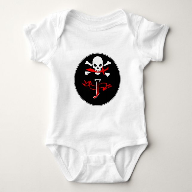 Body Para Bebé Jolly Roger J Monograma Inicial (Anverso)