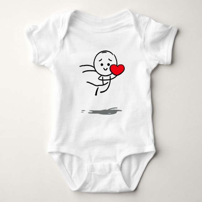 Body Para Bebé Joyful Love Stickman Heart Leap Graphic Tee (Anverso)