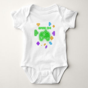 Body Para Bebé Juego activado neon verde, traje de bebé gamer