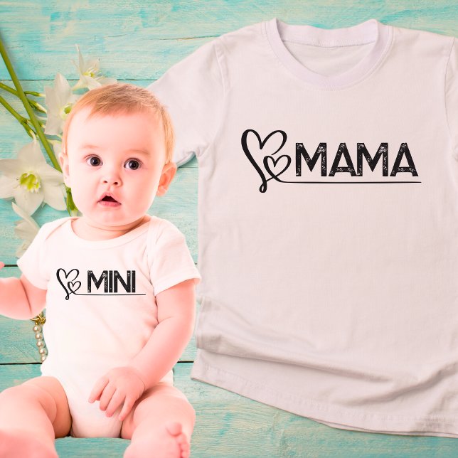 Body Para Bebé Juego de Corazones Mami y Me (Mama and Mini Tshirts)
