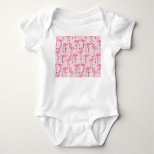 Body Para Bebé Juego De Flamingo Rosado, Patrón De Verano Tropica