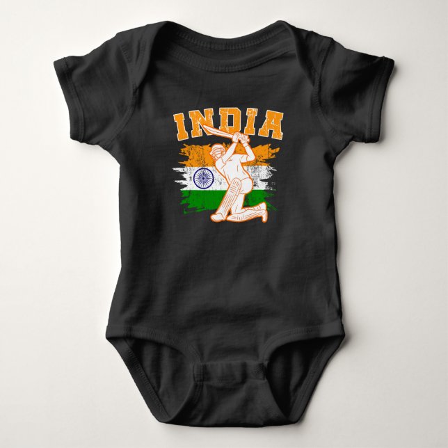 Body Para Bebé Jugador de Cricket de la India (Anverso)