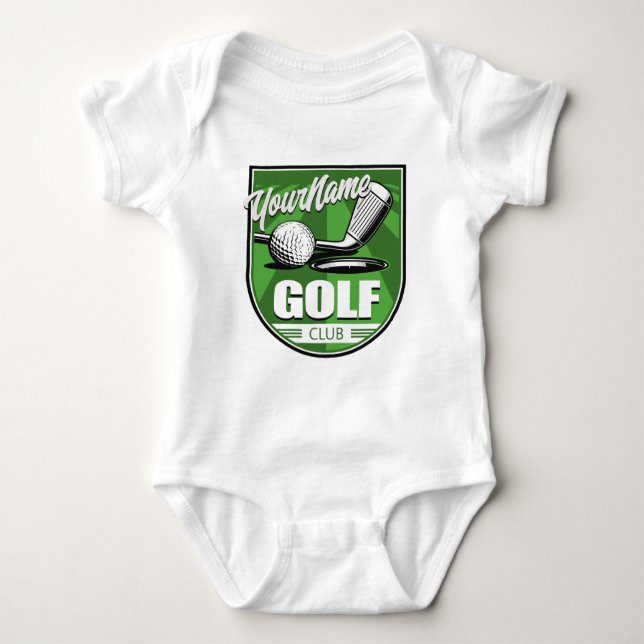 Body Para Bebé Jugador de Golf Club NAME Pro Golfer Personalizado (Anverso)
