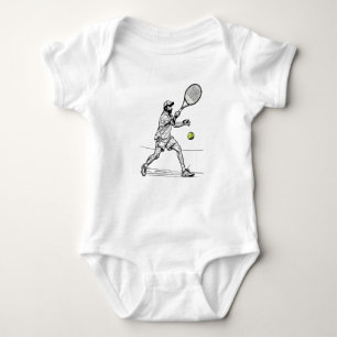 Body Para Bebé Jugador de tenis Doodle en acción