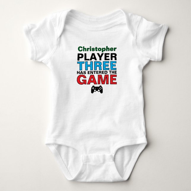 Body Para Bebé Jugador tres Personalizados de Baby Gamer (Anverso)