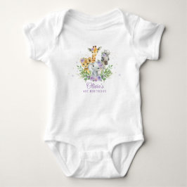 Body Para Bebé Jungle Animal Purple Floral 1er cumpleaños conjunt