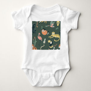Body Para Bebé Jungle Animales Flora vintage Fauna