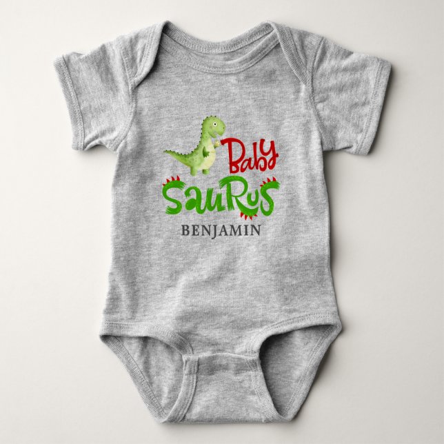 Body Para Bebé Jurásico Dinosaurio Personalizado Baby Saurus (Anverso)