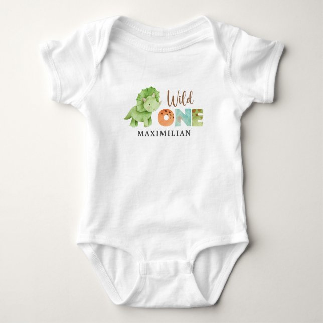 Body Para Bebé Jurásico Wild One First Birthday Baby Bodysuit (Anverso)