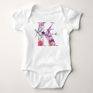 Body Para Bebé Katie Baby Name Revelar Flor Floral Vintage K