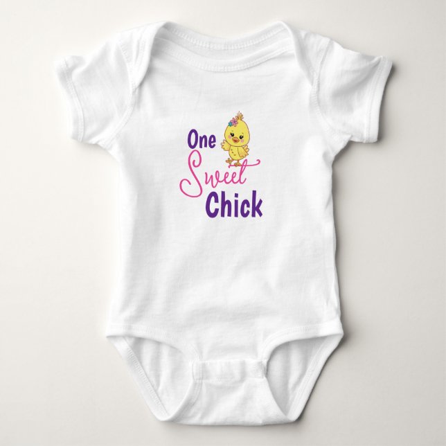 Body Para Bebé Kawaii Baby Chicks One Sweet Chick White Baby Bib (Anverso)