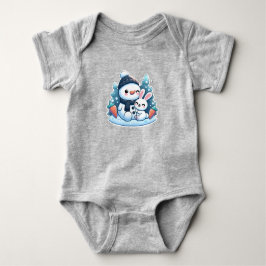 Body Para Bebé Kawaii baby snowman con arte de bunny ai