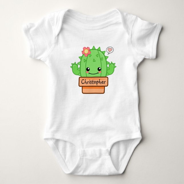 Body Para Bebé Kawaii Cactus personalizado (Anverso)