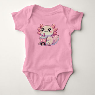 Body Para Bebé Kawaii Chubby Axolotl con té de burbuja