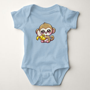 Body Para Bebé Kawaii Chubby Baby Monkey Abrazando la Banana
