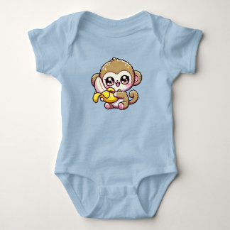 Body Para Bebé Kawaii Chubby Baby Monkey Abrazando la Banana