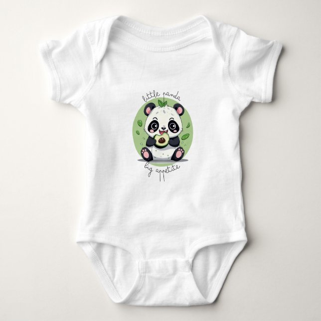 Body Para Bebé Kawaii Cute Baby Panda Comer Aguacate (Anverso)