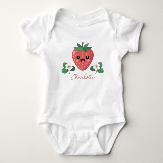 Body Para Bebé Kawaii Fresa Personalizado (Anverso)