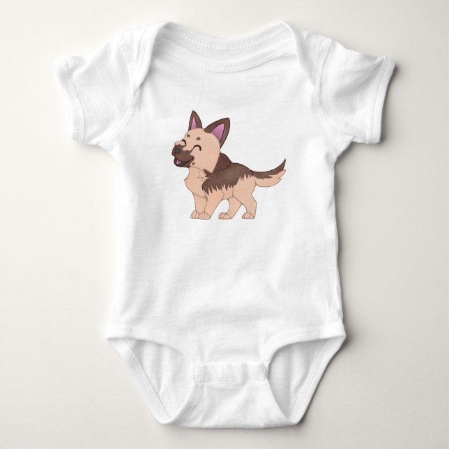 Body Para Bebé Kawaii German Shepherd Dog (Anverso)